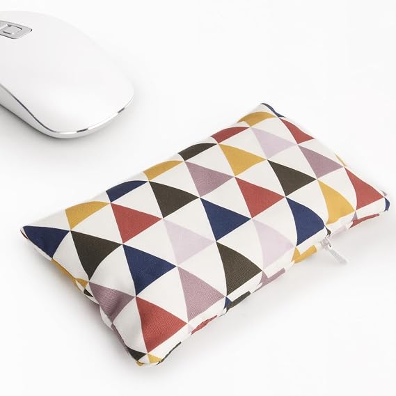Mouse Wrist Rest Bean Bag Set, Ergonomic Mouse Pad, Keyboard, Wrist Support, Filled Ergo Beads, Easy Typing Game Colorful Triangle 15x8x3cm