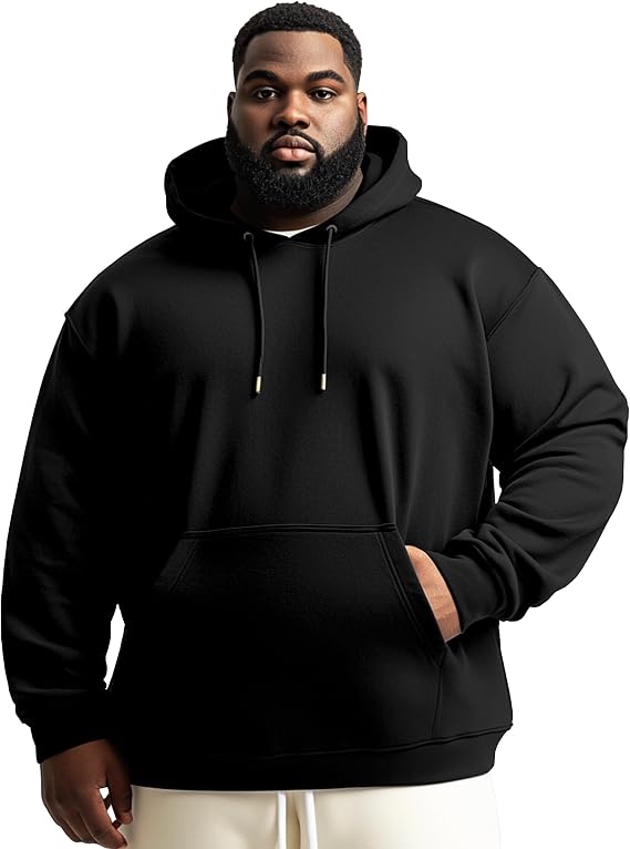 Men's Big & Tall Sweatshirts Hoodies Pullover Cotton Casual Hoodie Drawstring Long Sleeve Hooded Jacket with Pocket