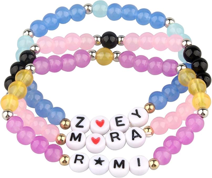 Korea Pop Girl Stackable Stretch Bracelets Set 3pcs, Demon Singer Hunters Bracelet, with Name Friendship Gifts For the K Pop Fans Costume Accessories Birthday Gift