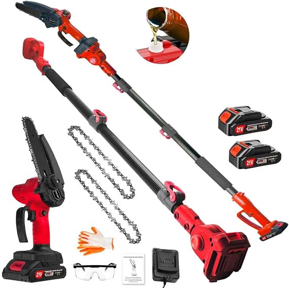 Electric Pole Saws Battery Powered Max 16FT Cordless Pole Saw, Brushless Motor