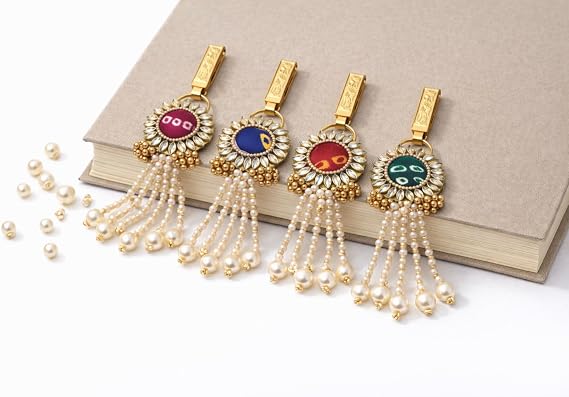 Matrika Hand Made Saari Key Chain | Satka for Haldi Kumkum | Saari Chain Set |Pasupu kumkum | Tamboolam | Return Gift|B_Satka_All (Assorted, Bandhani)