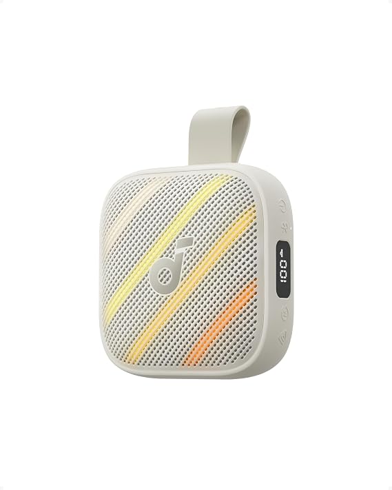Soundcore Boom Go 3i Bluetooth 6.0 Taşınabilir Hoparlör, 24 Saat Çalma Süresi, 15W BassUp 2.0 Ses, RGB Işık Gösterisi, IP68 Su Geçirmez, Bej - D5103
