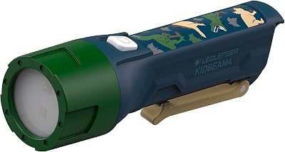 Ledlenser 502754 Childrens LED Light, Kidbeam4 Green, Dinosaur Pattern, Flashlight, Battery Operated, Up to 70 Lumens, Genuine Japanese Product