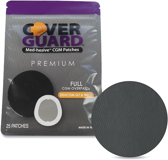 CGM Overpatch Dexcom G7 & Stelo, Black Full Cover, 25 Count