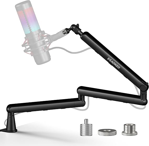 Microphone Arm,Aokeo AK-55i Desk Low Profile Mic Boom Arm Stand,Suitable For Blue Yeti,Snowball iCE,HyperX QuadCast,SoloCast,Elgato Wave,Etc