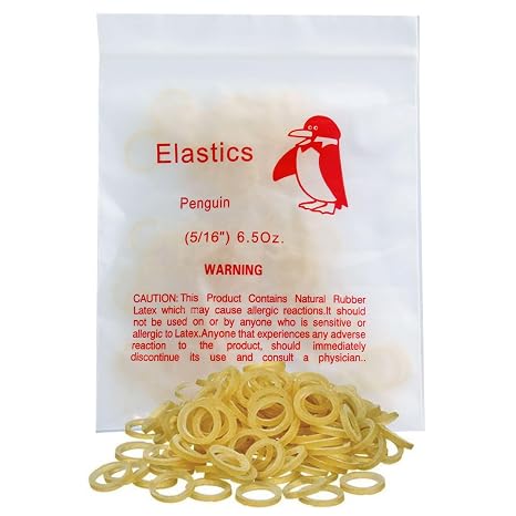 100 Pack Orthodontic Elastics Dental Rubber Bands Intraoral Elastic Bands Red Penguin(Heavy, 6.5 Oz, 5/16'')