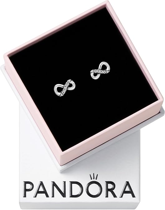 PANDORA Sparkling Infinity Stud Earrings - Stunning Women's Earrings - Gift for Her - Sterling Silver & Cubic Zirconia - with Gift Box