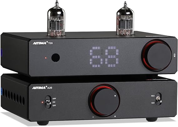 AIYIMA A20 Fully Balanced Stereo Amplifier 2.0/2.1 class D Amp and AIYIMA T20 Fully Balanced High-Fidelity Vacuum Tube Preamplifier