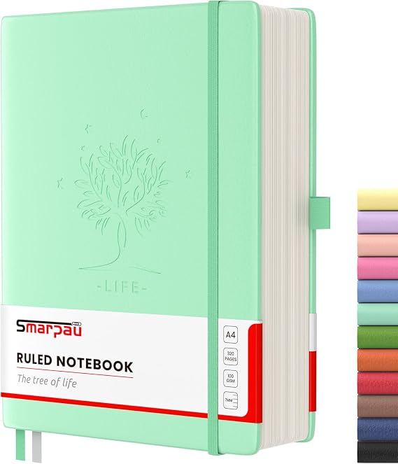 Smarpau Thick A4 Lined Notebook, 320 Pages Ruled Notebook Thick Journal