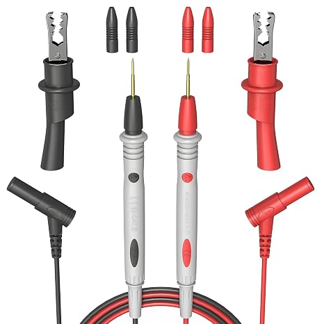 Professional Multimeter Test Leads 1000V 20A, 40.5 Inch, Ultra-Sharp Gold-Plated Test Probes, Volt Meter Leads, Silicone Meter Leads for Fluke, AstroAI, Klein Multimeter and Automotive Testing