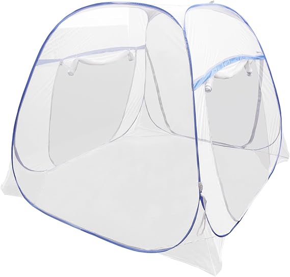 Faltbares Bett-Moskitonetz Faltbares Doppelbetten Mückennetz Pop Up Insektenschutz Betthimmel Dreitüriges Bett-Moskitonetz Verwendet Werden Können 180x200cm Blau