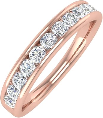 FINEROCK 12 Carat Channel Set Diamond Wedding Band Ring in 14K Gold