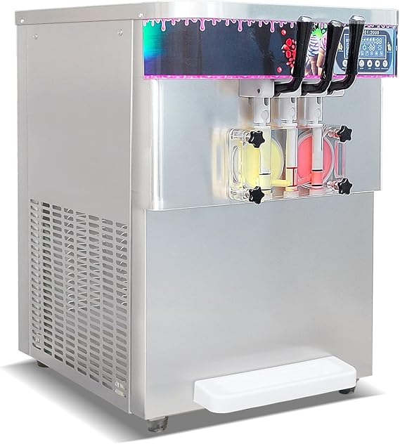 Kolice ETL Commercial Countertop Soft Ice Cream Machine, 3 Nozzles Soft Ice Cream Filling Machine, Soft Service Ice Cream Maker, Frozen Yogurt, Gelato Ice Cream Machine | 110V 2000W