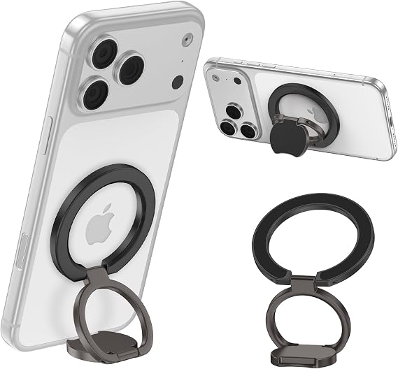 Magnetic Ring Holder for Samsung Galaxy S26 S25 Ultra S25 FE S25+ S24 Ultra | Removable Gym Dual-Sided Magnets MagSafe Kickstand Loop, Compatible with Magnetic Car Mount for iPhone 17 & All Smartphones
