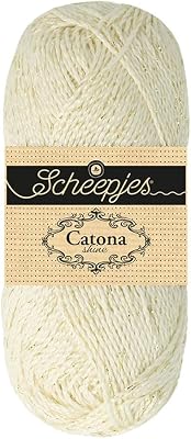 Scheepjes Catona Shine 50 g 105-G Bridal White with Gold Metallic Thread