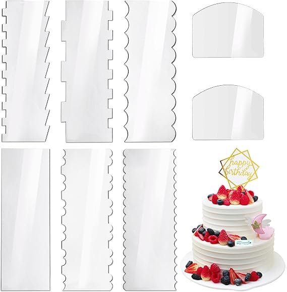 Cake Scraper Cake Comb Edge Smoother Tool Pastry Cutter Kitchen Baking Tools Cake Scraper Smoother in 13 Patterns for Different Shapes of Cake Edges