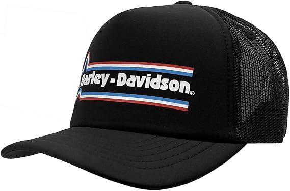 Harley-Davidson Men's Declaration Star Adjustable Snapback Trucker Hat, Black