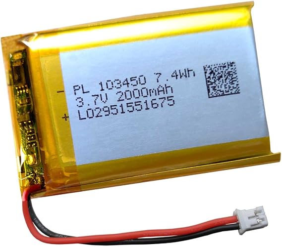 AOLIKES XINLANTECH 103450 2000mAh Battery with PH2.0-2Pin Plug, 7.4 Wh Lithium Polymer Battery Pack
