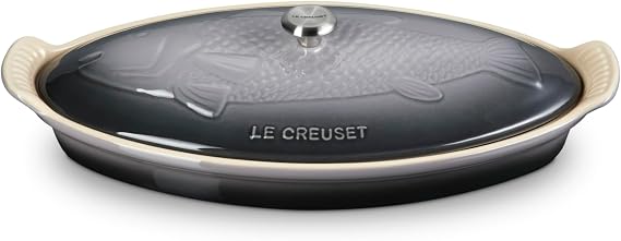 Le Creuset Stoneware Heritage Fish Baker, 1.7 qt., Oyster
