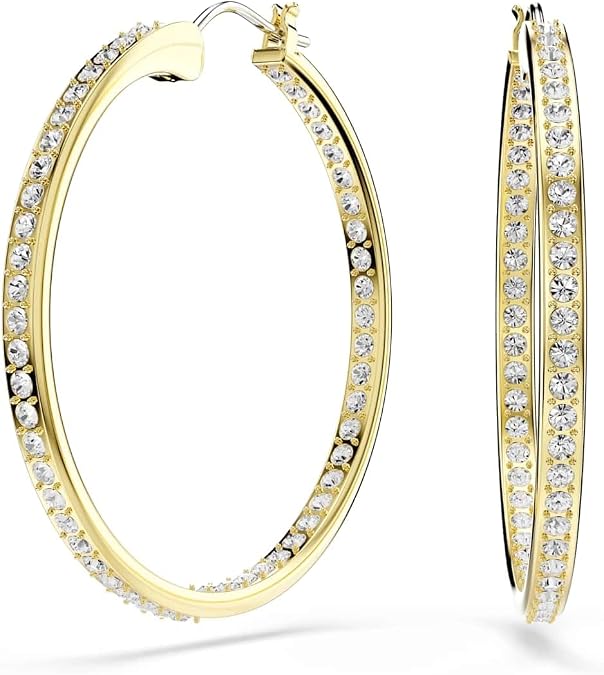 Swarovski Sommerset hoop earrings, White, Gold-tone finish