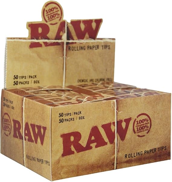 RAW Filter Tips Slim Unperforated Natural Filter Tips Unbleached 2x Boxes (100 Booklets)
