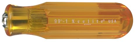 Xcelite 991 Screwdriver Handle For Interchangeable Blade, Amber, 13/16" Diameter, 4" Handle Length
