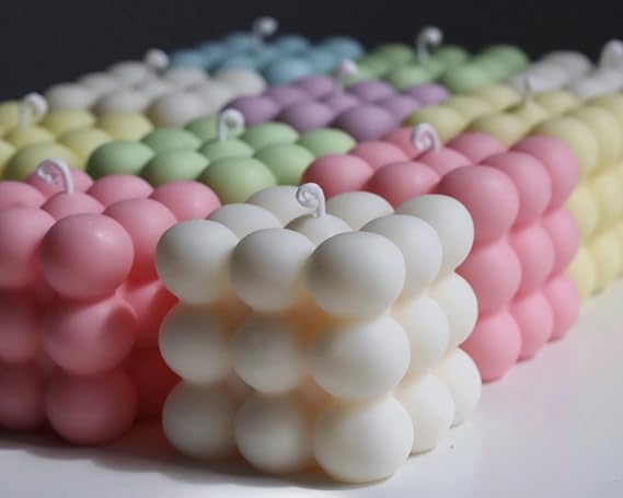 Bubble Candle, Natural Premium Soy Wax, Beige, French Vanilla, Aesthetics, Gift for Her, Home Decoration