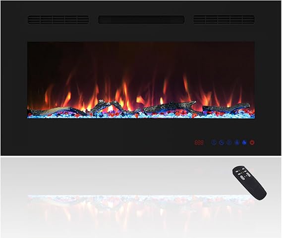 Cheerway 30 inch Wall Mounted &Recessed in Wall Electric Fireplace with Heater, Linear Wall Fireplace w/Thermostat, Adjustable Flame&Fuel Color, Remote & Touch Control w/Timer, 750W/1500W