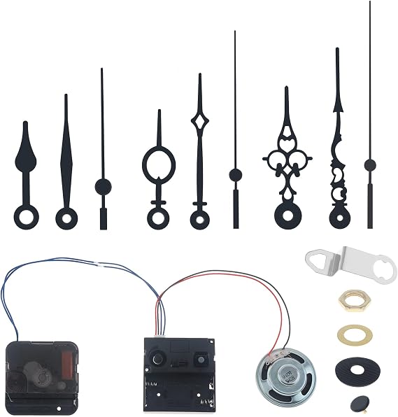 Pendulum Clock Mechanism Replacement, 12888 Melody Chime Box with Hour Trigger Clock Movement and 3 Sets of Hands for Clock DIY Repair, 9.5mm Maximum Dial Thickness, 17mm Total Shaft Length