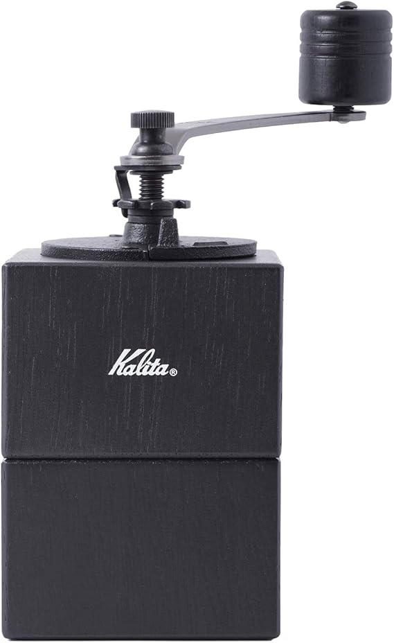Kalita Coffee Mill, Wooden, Durable Cast Iron Cutter, Cubic Mill, Black, Adjustable Coarseness, Hand-Ground Coffee Mill #42165, Mill, Grinder, Hand Mill, Manual, Coffee Beginner, Compact, Portable