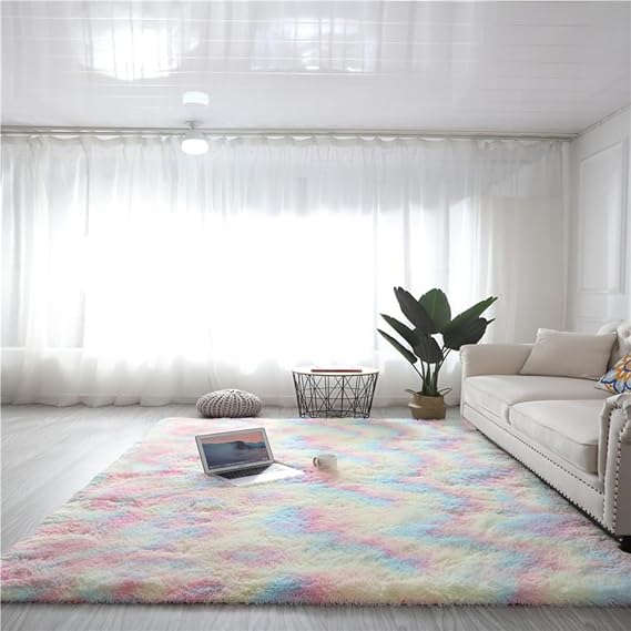 Area Rugs for Bedroom Living Room, Fluffy Shag Shaggy Carpet Soft Plush Furry Bedside Rug, Machine Washable Area Rugs for Kids Girls Boys Home Decor Anti Slip (H,60 * 120cm)