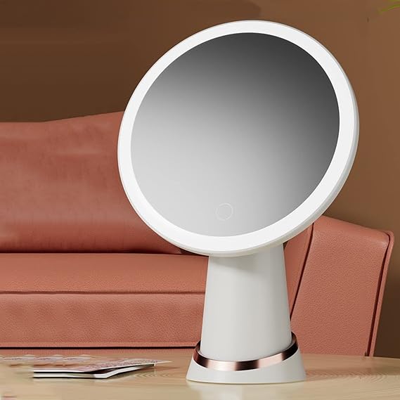 Makeup Mirror with LED Light, Simulation of Daylight, Touch Screen Adjustable 3 Brightness, 90 Rotation Vanity Cosmetic Mirror,White