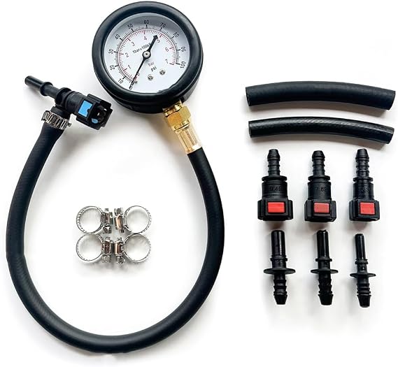Pressure Test Kit, Injection Pump Pressure Gauge Kit in Black, Leak Carburetor Pressure Diagnostics for Car, Motorcycle