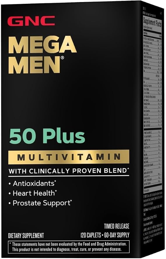 GNC Mega Men 50 Plus Multivitamin for Men, Heart & Prostate, 120 Count