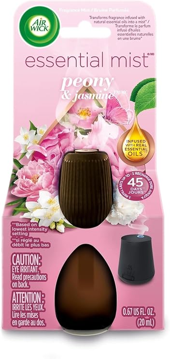 Air Wick Essential Mist Refill, 1 ct, Peony and Jasmine, Essential Oils Diffuser, Air Freshener