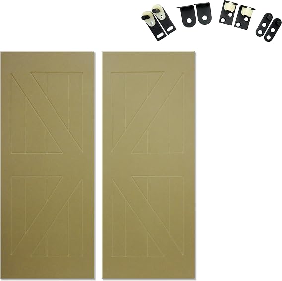 Swinging Cafe Doors Unprimed Barn Style Saloon Doors | 3/4" Thick Solid Wood with British Brace, Matte Black Hardware, Pre-Sanded Strong Joints, Unfinished Interior Swinging Doors (36"x42")