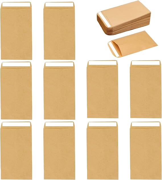 Brown Seed Envelopes,Self-Adhesive Mini Kraft Paper Bags,50pcs,6x10cm | Small Envelopes,Small Brown Envelopes,Mini Kraft Bags for Seeds,Coins,Small Parts,Cash,Money,Beads