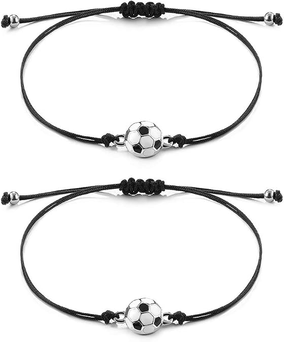 Jeka Soccer Football Bracelets for Men & Women - Adjustable Sports Jewelry, Soccer Themed Gifts