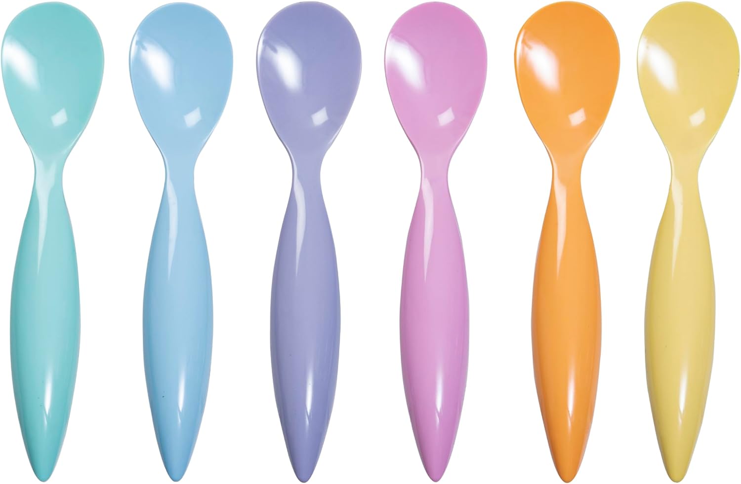 Bzyoo ColorPop Melamine Spoon Set – 6 Pastel Colors, 100% Food-Safe, Dishwasher Safe, BPA-Free, Minimal Design – Perfect for Desserts, Meals, and Party Gatherings
