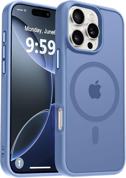 URUCHI Güçlü Manyetik Telefon Kılıfı, [Mag-Safe ile Uyumlu] [Askeri Düzey Düşme Koruması] [Güçlü Silikon Kenarlar] İnce Yarı Saydam Mat Koruyucu Kılıf (Açık Mavi, iPhone 14 6,1 inç)
