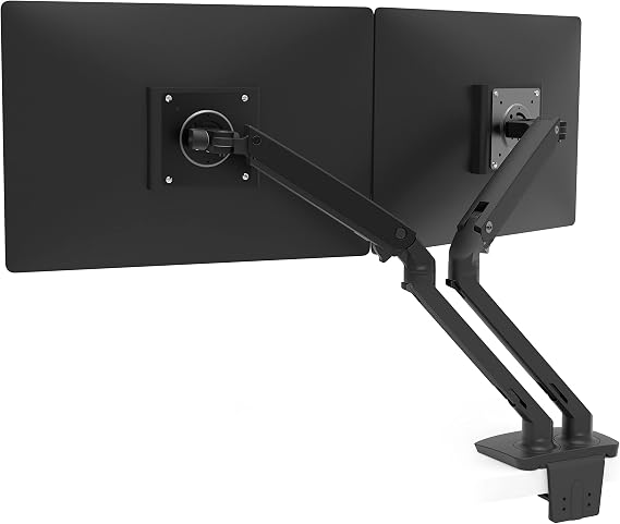 Ergotron MXV Dual Monitor Arm, VESA Desk Mount for 2 Monitors Up to 24 Inches, 7 to 20 lbs Each Matte Black