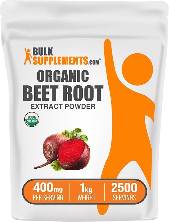Organic Beet Root Extract Powder - Beet Root Powder, Nitric Oxide Supplement - Vegan & Gluten Free, 400mg per Serving, 1kg (2.2 lbs) (Pack of 1)