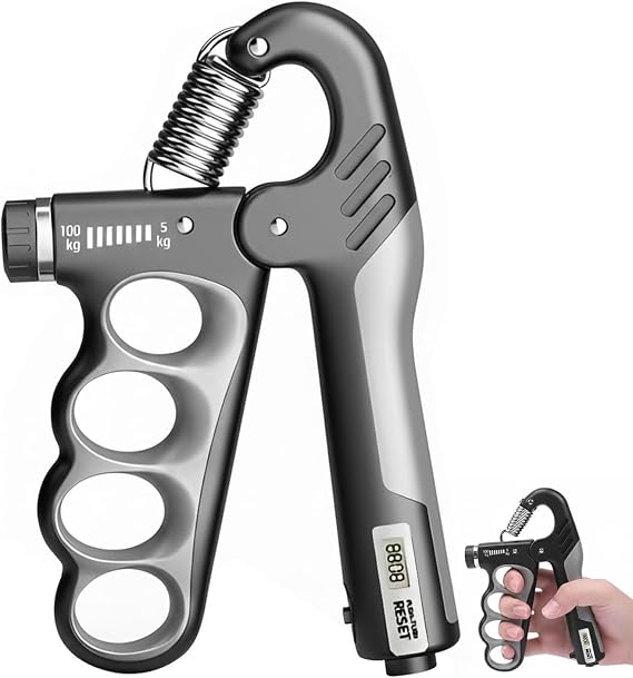 Adjustable Grip Strength Trainer Hand Gripper for Grip Strength, Forearm & Wrist Strengthener, Hand Exerciser for Strength Training & Therapy 11-220Lbs(5-100KG) | Gray