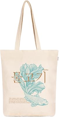 Eco Right Aesthetic Canvas Tote Bag for Women Zippered Closure, Beach, Shopping, Travel, Gifts for womens tote bag