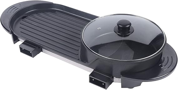 Electric Hot Pot 2 In 1 Korean BBQ, Indoor Hotpot Pot Electric Combo, Hot Pots With Grill 2 In 1 Smokeless Grill And Hotpot Pots Combo Korean BBQ Grills For Home, Dorms