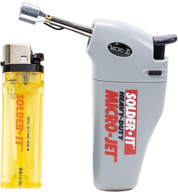 Solder-It Micro-Jet Torch (MJ-310) | Mini Butane Torch Lighter with Extended Nozzle and Child Safety Lock | Piezo Electronic Ignition | Butane Refill Blow Torch, Soldering Tool, and Grill Lighter