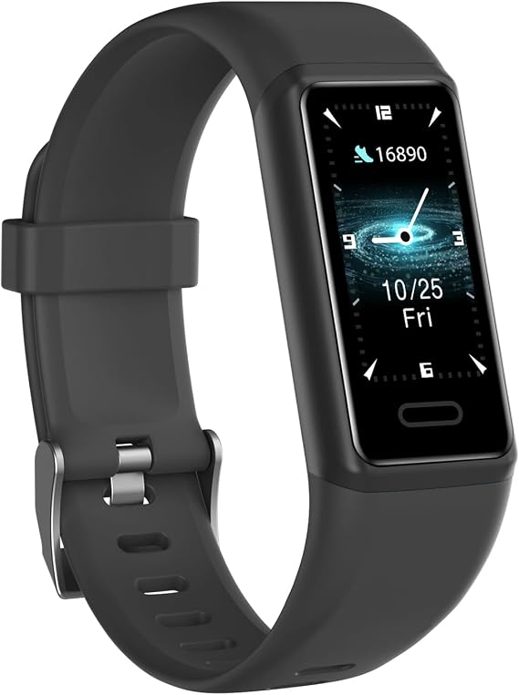 Cloudpoem Fitness Tracker, Fitness Watches for Men Women with 24/7 Heart Rate Monitor Sleep Tracker Step/Calorie Counter Stopwatch Pedometer IP68 Waterproof (Dark Black)
