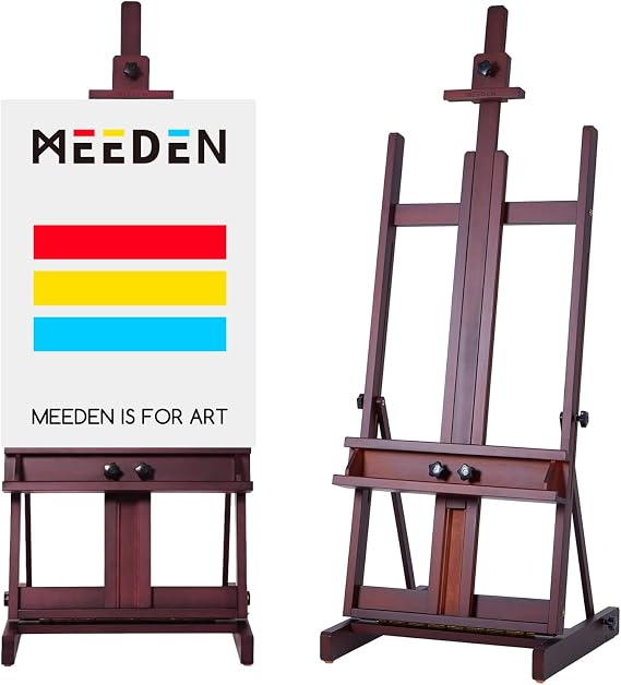 MEEDEN Large Art Easel for Painting: Solid Beech Wood HFrame Floor Easel
