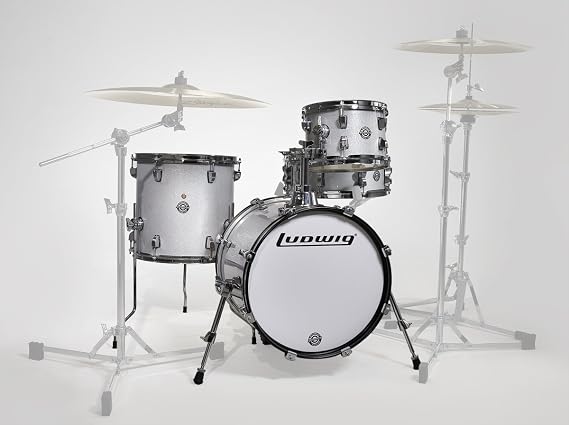 Ludwig LC2797 Breakbeats by Questlove 4-Piece Drum Set Shell Pack with Riser, Silver Sparkle