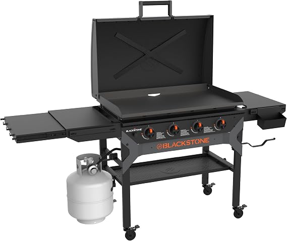 Blackstone 2310 Iron Forged 36 Omnivore Griddle with X-Braced Hood, Powder Coated Steel, Black